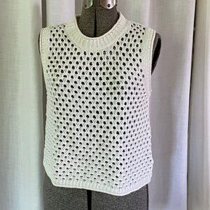 Madewell Crochet Cotton Sleeveless Sweater | Off-White | Medium